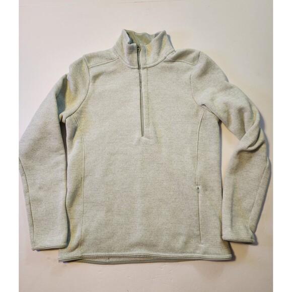 Under Armour Knitted Fleece Womens Medium Sage Wintersweet Grid 1/2 Zip Pullover - Picture 1 of 7